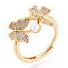 Brass Micro Pave Clear Cubic Zirconia Adjustable Ring Settings KK-T076-20G-4