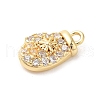 Christmas Theme Brass Micro Pave Cubic Zirconia Charms KK-P278-11G-2