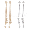 ANATTASOUL 2 Pairs 2 Colors Alloy Star Tassel Dangle Stud Earrings for Women EJEW-AN0001-57-1