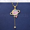 304 Stainless Steel Hot Pearl Enamel Constellation Planet Pendant Necklaces NJEW-D310-01A-G-5