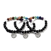 Natural Obsidian Round Beaded Chakra Stretch Bracelets BJEW-K251-01F-1