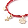 Heart Envelope Rose Alloy Enamel Charm Bracelet BJEW-JB08682-02-5