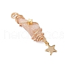 3Pcs 3 Styles Electroplated Natural Quartz Crystal Nuggets Copper Wire Wrapped Pendants PALLOY-JF03126-4