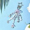 Flower Glass & Plastic Pearl & Alloy Pendant Decorations HJEW-JM03434-2