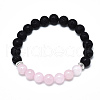 Natural Rose Quartz Beads Stretch Bracelets BJEW-R309-02-A05-1