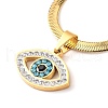 304 Stainless Steel Rhinestone Snake Chain Evil Eye Pendant Necklaces NJEW-K273-02G-2