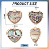 BENECREAT 12Pcs Brass Pave Paua Shell Heart Charms FIND-BC0013-84B-2