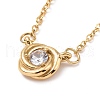 Clear Cubic Zirconia Knot Pendant Necklace NJEW-A004-26G-1