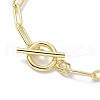 Golden 304 Stainless Steel Charm Bracelets with Brass Paperclip Chains BJEW-JB10031-02-4