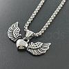 Fashionable Stainless Steel Heart with Angel Wings Pendant Necklaces for Men HL3992-1