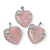 Natural Rose Quartz Heart Pendants G-S391-01P-G-1