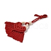 Handmade Macrame Nylon Thread Pendant Decorations with Wood Beads HJEW-P019-03C-3