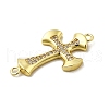 Brass Clear Cubic Zirconia Cross Connector Charms ZIRC-I070-016G-2