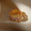 Brass Micro Pave Cubic Zirconia Adjustable Cuff Rings for Women RJEW-U052-01B-G-1
