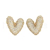 Brass Micro Pave Clear Cubic Zirconia Stud Earrings for Women EJEW-F352-06G-2