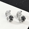 Brass Black Cubic Zirconia Hoop Earrings EJEW-Q016-11P-4