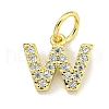 Letter Brass Micro Pave Clear Cubic Zirconia Pendants KK-K354-06G-W-1