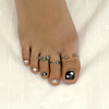 3Pcs Copper Retro Bat Toe Open Cuff Rings Sets for Women IB3086-2