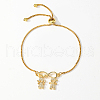Brass Micro Pave Cubic Zirconia Box Chain Slider Bracelets GJ5642-1