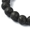 Natural Dyed Crackle Agate & Lava Rock Round Beaded Stretch Bracelet BJEW-TA00444-02-4