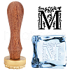Olycraft 1Pc Pear Wood Handle with 1pc Brass Stamp Head DIY-OC0012-40B-1