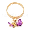 304 Stainless Steel Amethyst Adjustable Rings for Women RJEW-U045-02G-2
