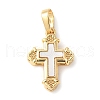 Brass Pave Natural White Shell Pendants KK-S522-01E-G-1