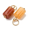 Natural Red Aventurine Column Charms with 304 Stainless Steel Jump Rings G-Q032-01E-2
