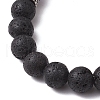 9mm Round Natural Lava Rock Chakra Beaded Stretch Bracelets for Women BJEW-JB10890-4