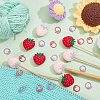  8Pcs 2 Colors Strawberry Silicone Beads Knitting Needle Protectors/Knitting Needle Stoppers DIY-NB0010-42-4