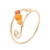 7Pcs Copper Wire Wrapped Gemstone Faceted Round Bead Finger Rings for Women RJEW-JR00892-4