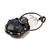 Natural Quartz Crystal & Amethyst & Labradorite Heart Big Pendants G-Q350-06A-2