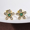 Flower Brass Micro Pave Cubic Zirconia Stud Earrings EJEW-Z087-01G-1