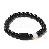 12 Constellations Protetion Aquamarine & Black Obsidian Round Beads Stretch Bracelets for Men Women WG083ED-11-1