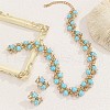 Alloy & Resin & Rhinestone Round Beaded Link Necklaces & Stud Earrings Sets FS-WGD3AFB-01-3