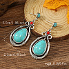Bohemian Fringed Synthetic Turquoise Dangle Earrings LN9016-1-2