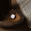 304 Stainless Steel Pave Natural White Shell Square Pendant Necklaces for Women FS-WG6BD04-01-3