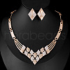 Rhombus Alloy Crystal Rhinestone Chain Necklaces & Stud Earrings Sets FS-WG42A89-01-1