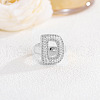 Brass Micro Pave Clear Cubic Zirconia Cuff Rings FS-WG4832E-08-1