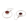 Natural Carnelian Flat Round Dangle Earrings EJEW-Z024-11B-P-2