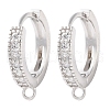 Anti-Tarnish Rhodium Plated 925 Sterling Silver Huggie Hoop Earring Findings STER-C010-01P-1