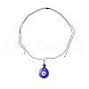 Lampwork Evil Eye & Natural Lava Rock & Synthetic Hematite Pendant Necklace with Nylon Thread NJEW-JN04323-2