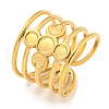 Ion Plating(IP) 304 Stainless Steel Cross Wide Open Cuff Ring Components RJEW-A043-06G-1