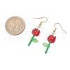 Grade A Round Glass Seed Beads Flower Dangle Earrings EJEW-MZ00451-04-3