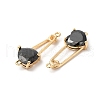 Heart Shaped Glass Connector Charms KK-B074-74G-04-2