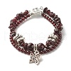 Natural Garnet Chip Beads Multi-strand Bracelet BJEW-JB07052-03-1