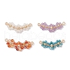 Natural Apatite & Carnelian & Rainbow Moonstone & Amethyst Faceted Round Beaded Curved Connector Charms PALLOY-TA00238-1