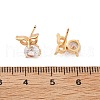 Owl Brass Micro Pave Cubic Zirconia Stud Earrings for Women EJEW-G428-10G-01-5