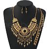 Alloy with Synthetic Turquoise Teardrop Tassel Pendant Necklaces & Dangle Earrings & Charm Bracelets Sets FS-WG69A95-02-1