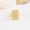 Brass Micro Pave Clear Cubic Zirconia Cuff Rings FS-WG4832E-09-1
